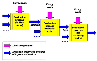 Diagrammatic explanation of embodied energy flow and energy productivity analysis using input-output tables